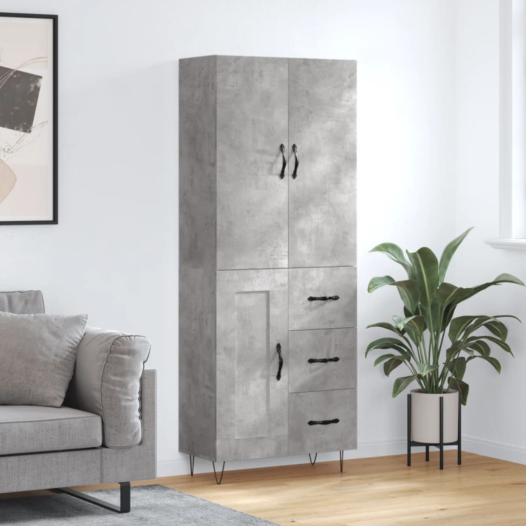 Skříň Highboard Černá 69,5 X 34 X 180 Cm Kompozitní Dřevo