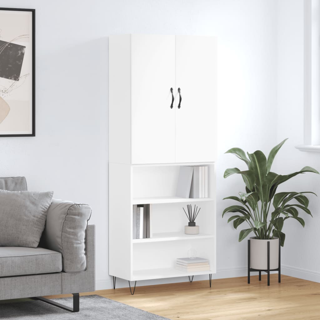 Skříň Highboard Černá 69,5 X 34 X 180 Cm Kompozitní Dřevo