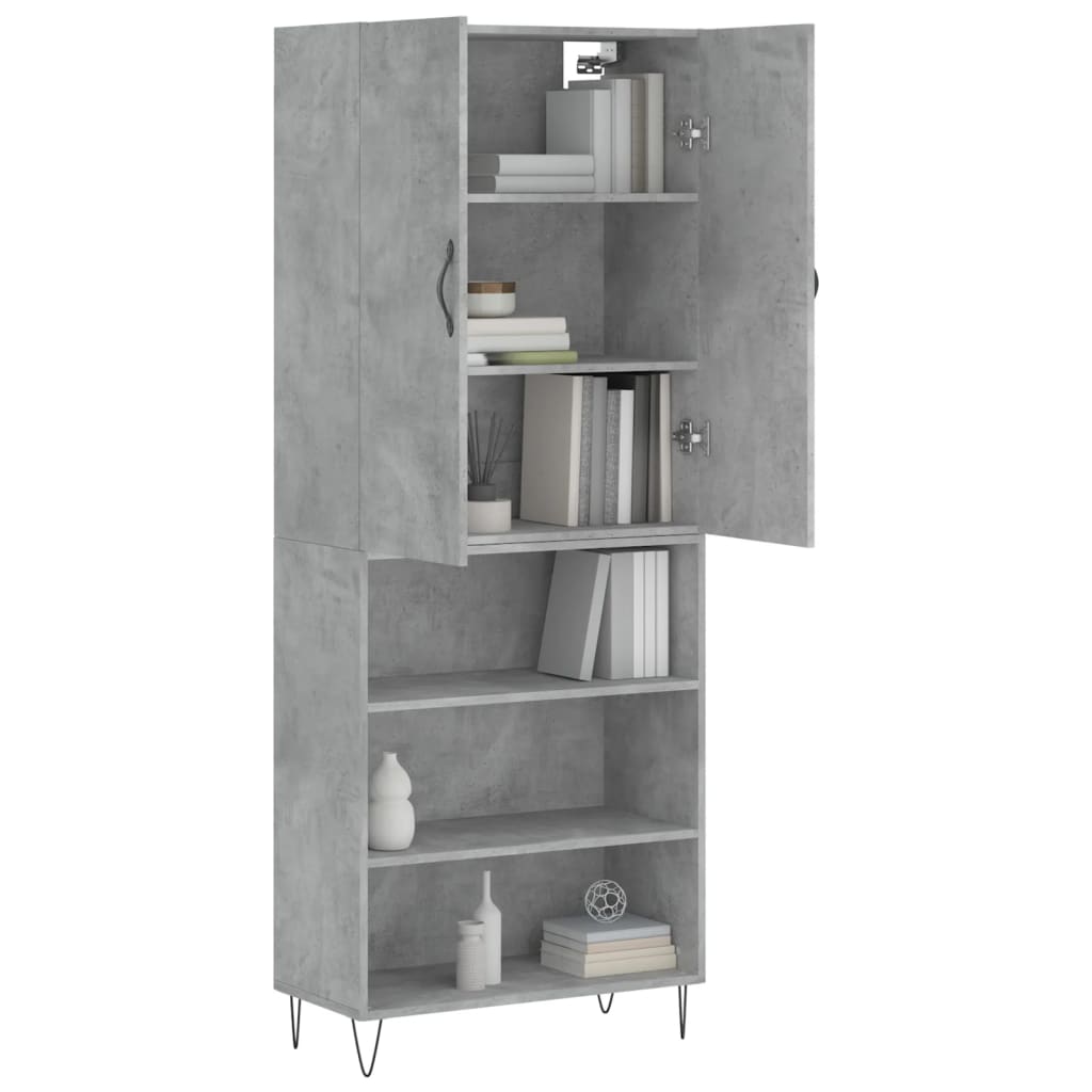 Skříň Highboard Betonově Šedá 69,5X34X180 Cm Kompozitní Dřevo