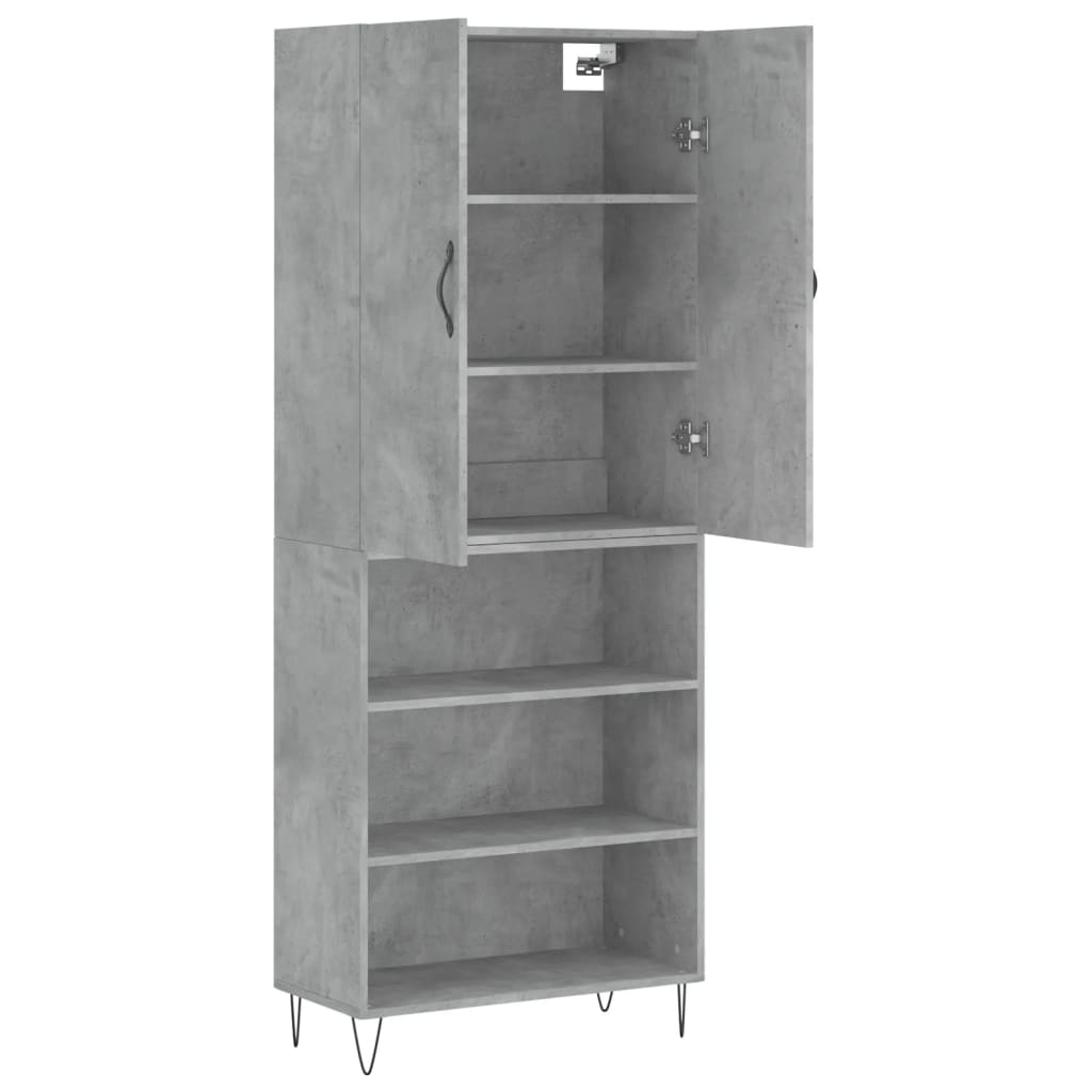 Skříň Highboard Betonově Šedá 69,5X34X180 Cm Kompozitní Dřevo