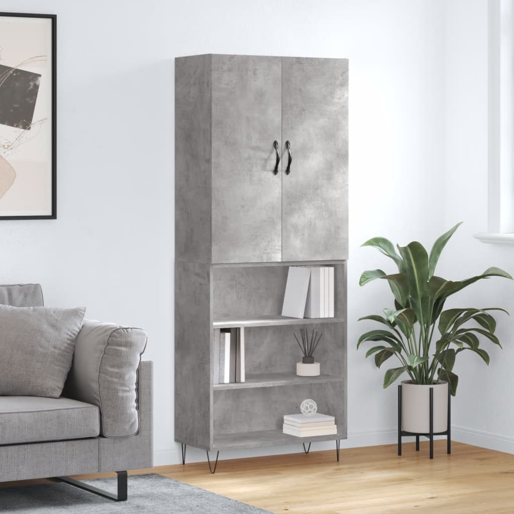 Skříň Highboard Černá 69,5 X 34 X 180 Cm Kompozitní Dřevo