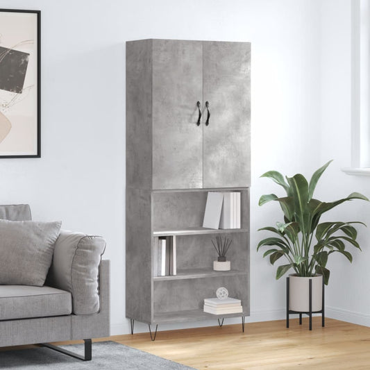 Skříň Highboard Betonově Šedá 69,5X34X180 Cm Kompozitní Dřevo