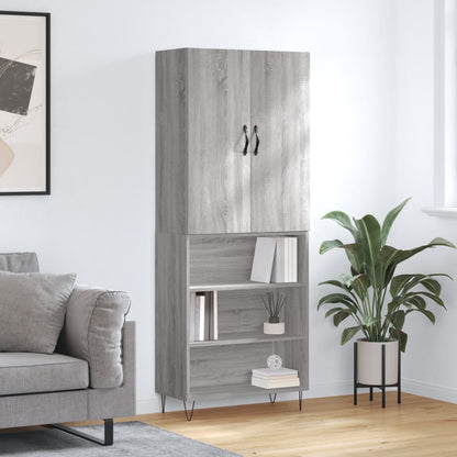 Skříň Highboard Černá 69,5 X 34 X 180 Cm Kompozitní Dřevo