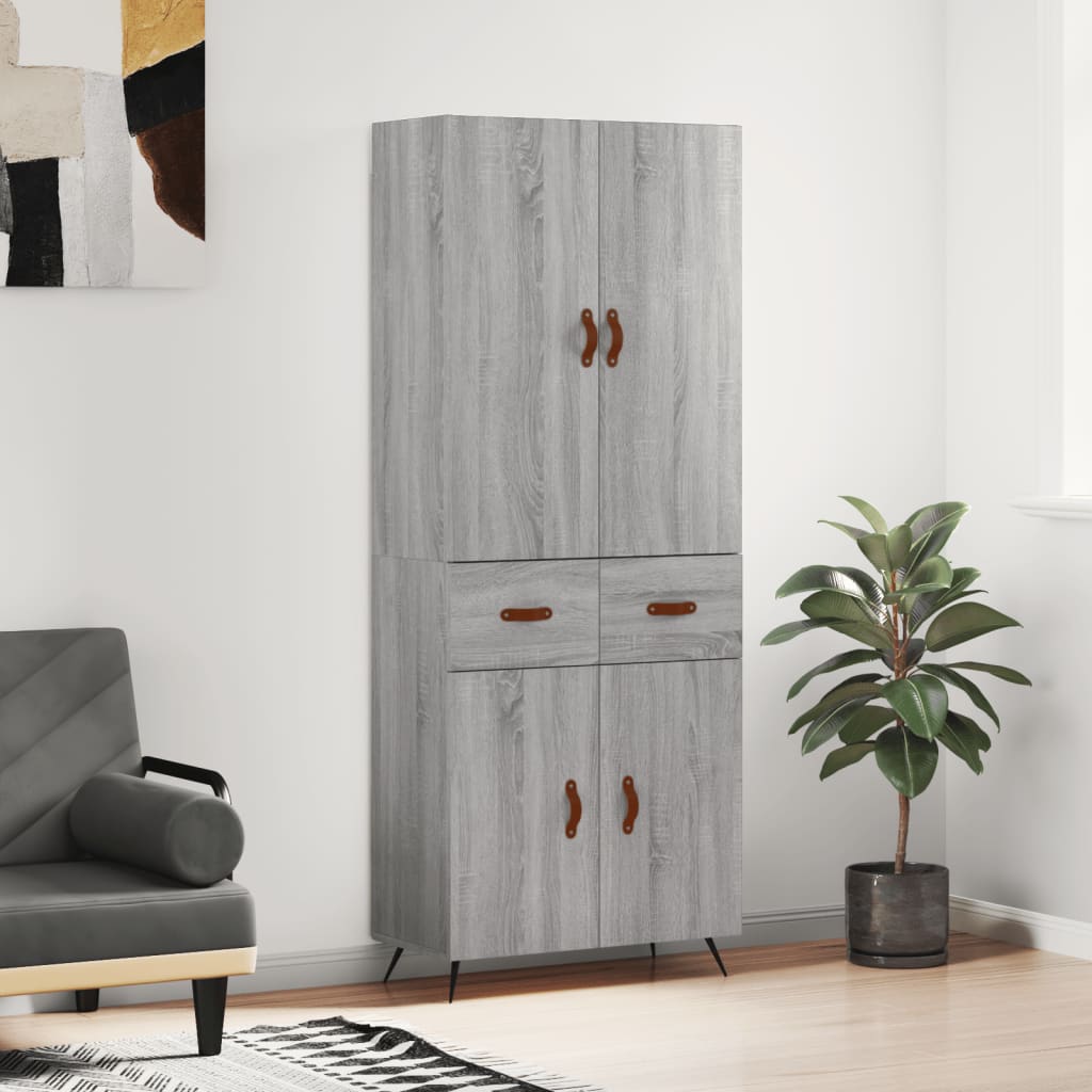 Skříň Highboard Betonově Šedá 69,5X34X180 Cm Kompozitní Dřevo