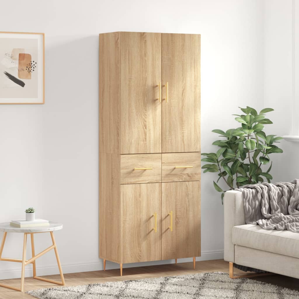 Skříň Highboard Betonově Šedá 69,5X34X180 Cm Kompozitní Dřevo