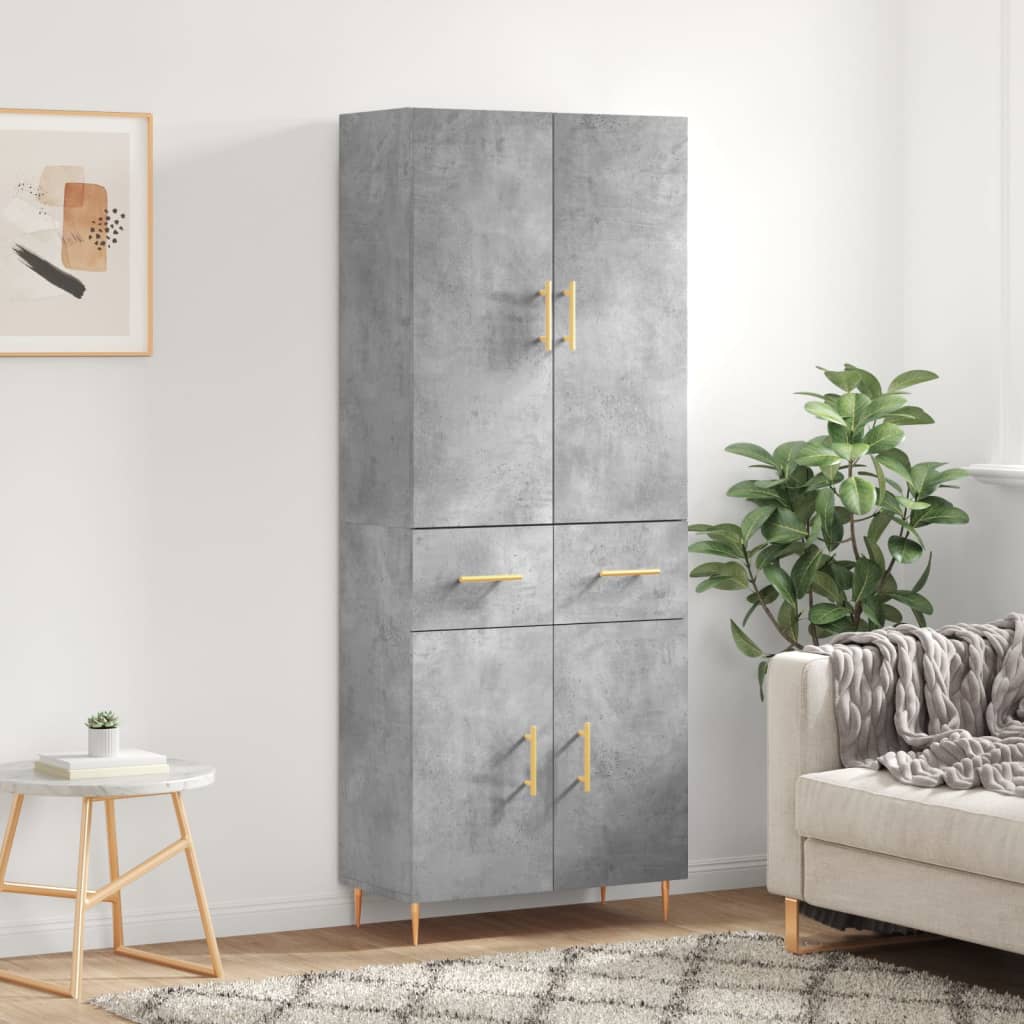 Skříň Highboard Betonově Šedá 69,5X34X180 Cm Kompozitní Dřevo