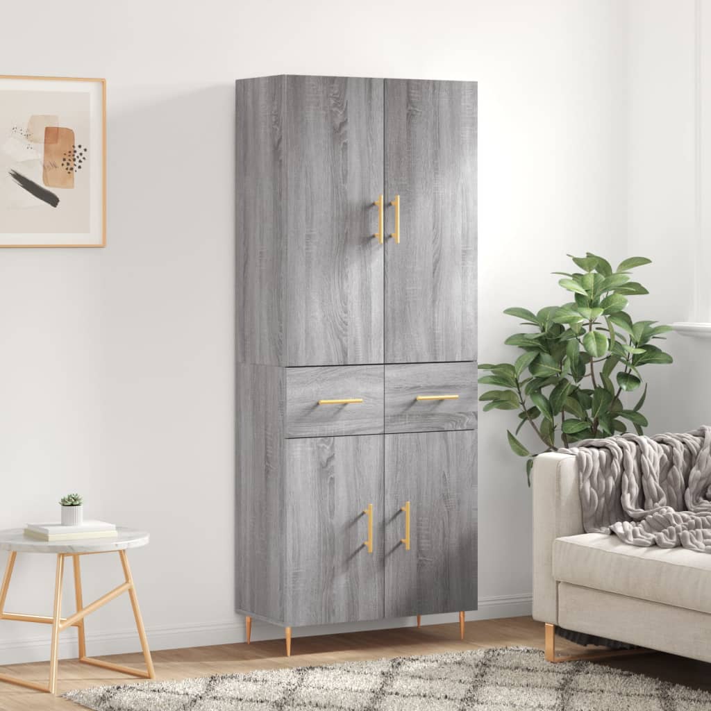 Skříň Highboard Betonově Šedá 69,5X34X180 Cm Kompozitní Dřevo