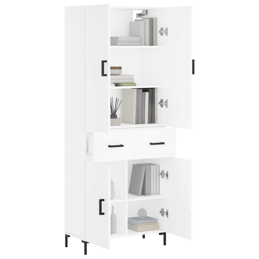 Skříň Highboard Bílá 69,5 X 34 X 180 Cm Kompozitní Dřevo