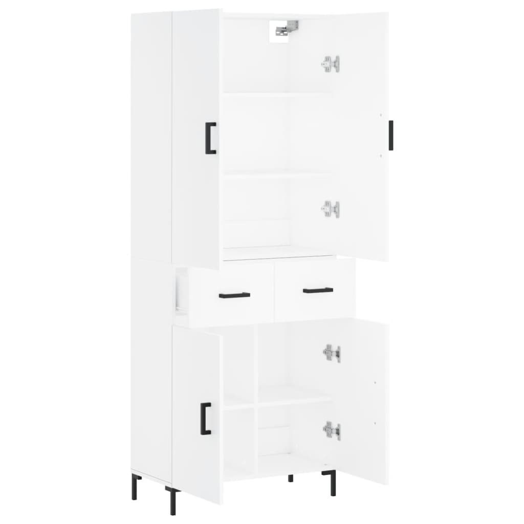Skříň Highboard Bílá 69,5 X 34 X 180 Cm Kompozitní Dřevo
