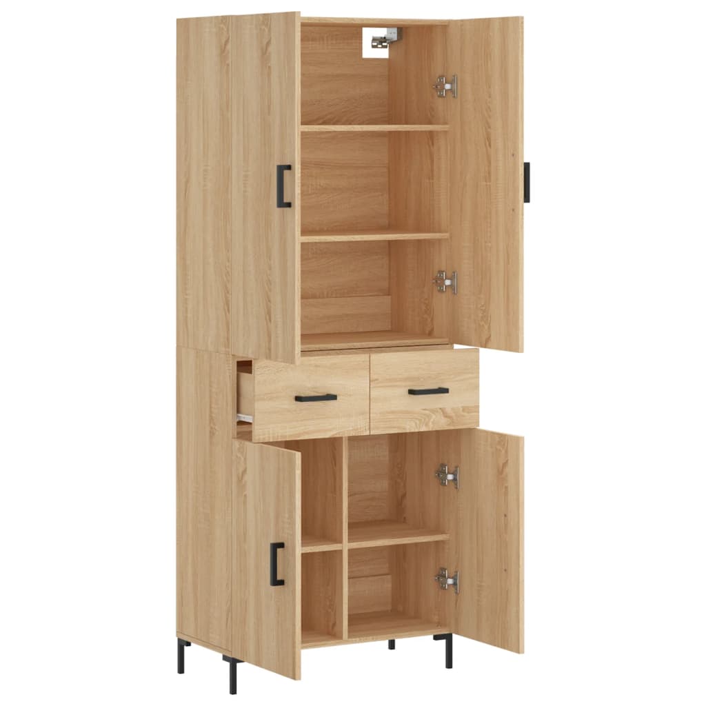 Skříň Highboard Dub Sonoma 69,5 X 34 X 180 Cm Kompozitní Dřevo