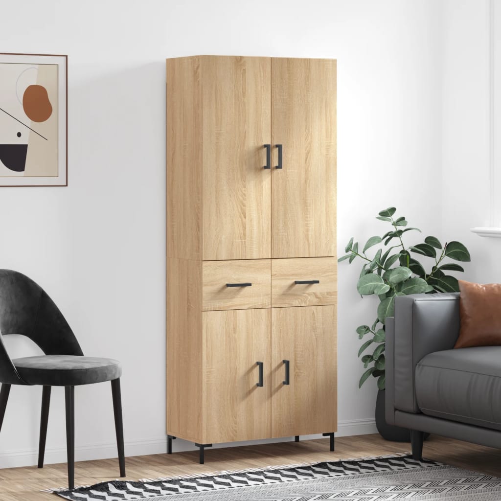 Skříň Highboard 69,5 X 34 X 180 Cm Kompozitní Dřevo