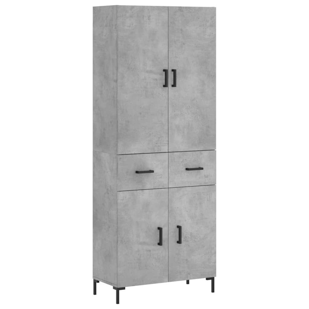 Skříň Highboard Betonově Šedá 69,5X34X180 Cm Kompozitní Dřevo