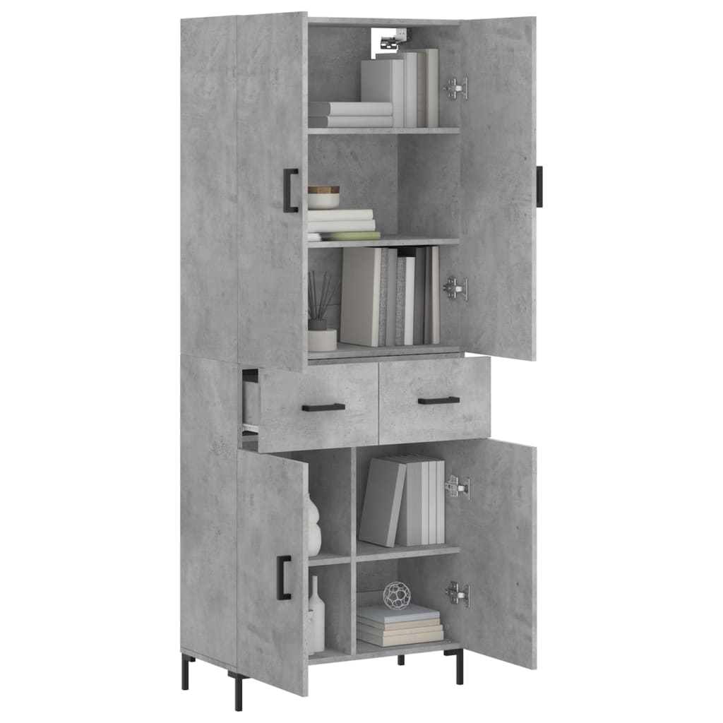 Skříň Highboard Betonově Šedá 69,5X34X180 Cm Kompozitní Dřevo