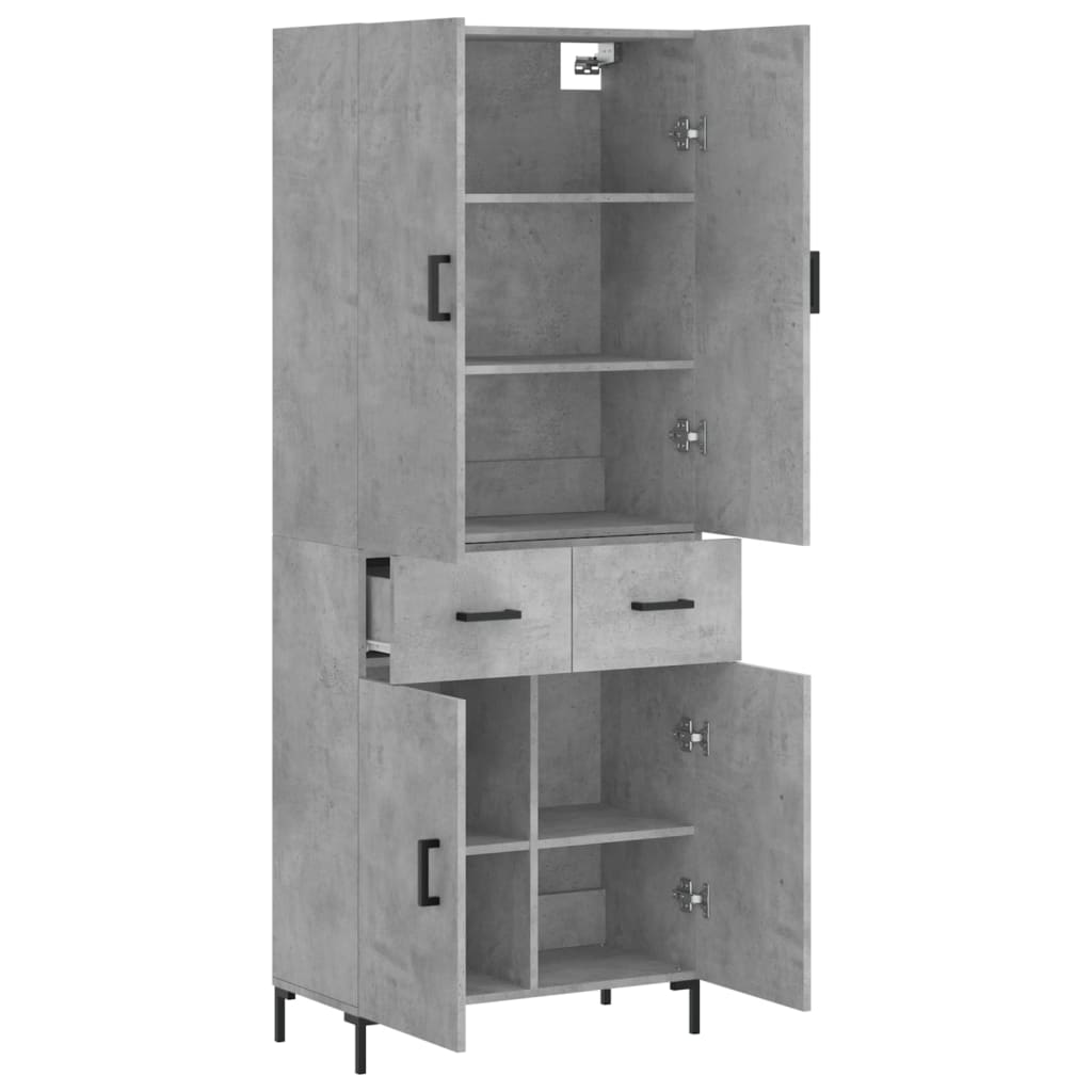 Skříň Highboard Betonově Šedá 69,5X34X180 Cm Kompozitní Dřevo