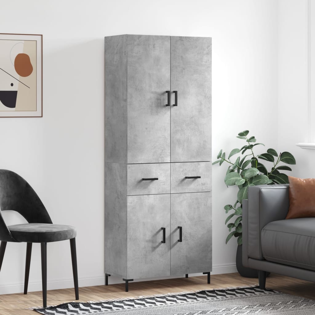 Skříň Highboard Betonově Šedá 69,5X34X180 Cm Kompozitní Dřevo