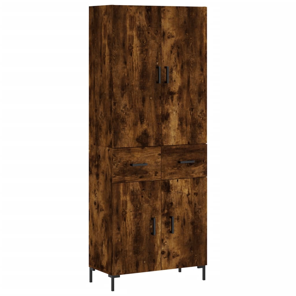 Skříň Highboard Kouřový Dub 69,5 X 34 X 180 Cm Kompozitní Dřevo