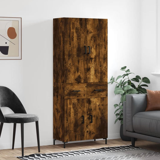 Skříň Highboard Kouřový Dub 69,5 X 34 X 180 Cm Kompozitní Dřevo