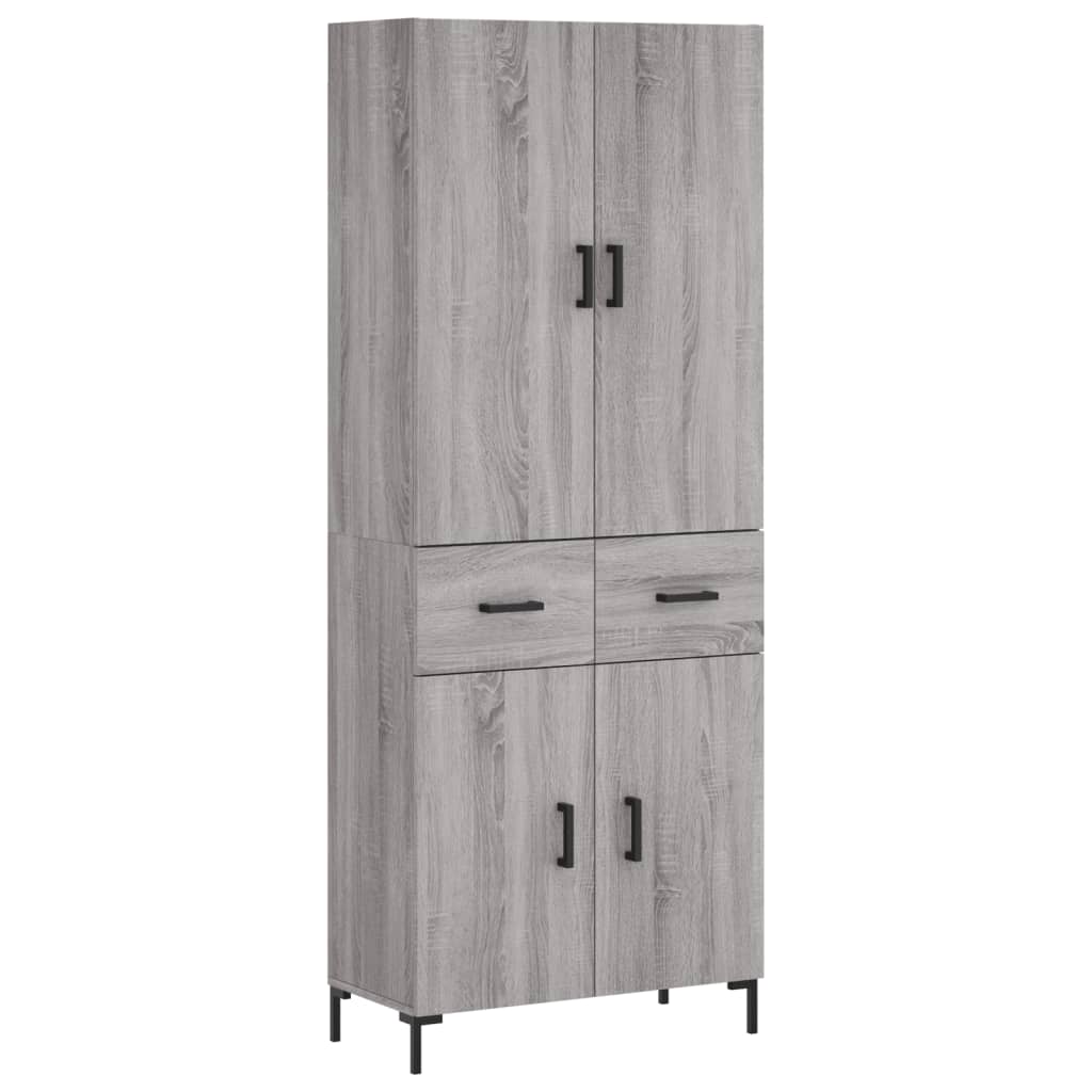 Skříň Highboard Šedá Sonoma 69,5 X 34 X 180 Cm Kompozitní Dřevo