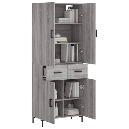 Skříň Highboard Šedá Sonoma 69,5 X 34 X 180 Cm Kompozitní Dřevo