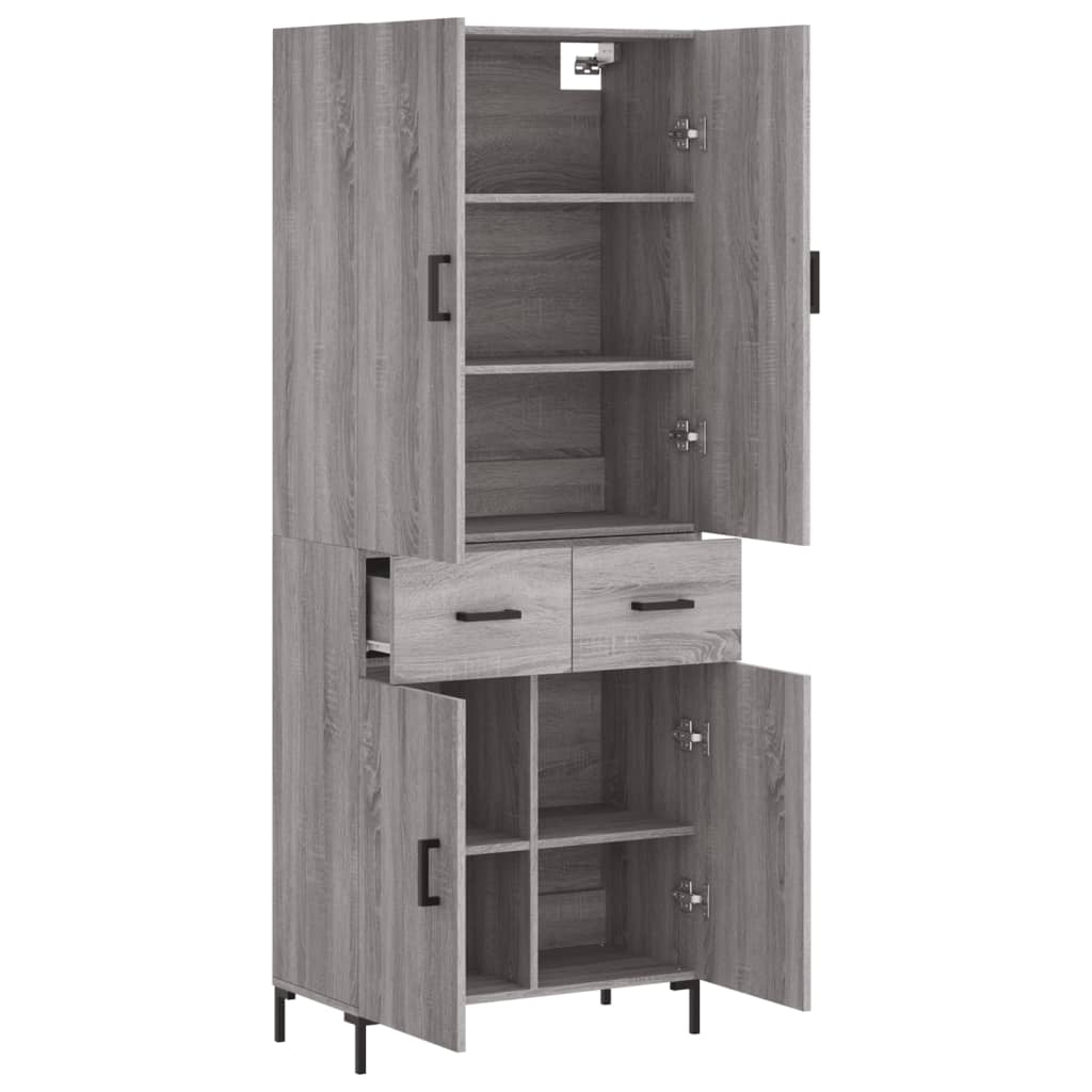 Skříň Highboard Šedá Sonoma 69,5 X 34 X 180 Cm Kompozitní Dřevo