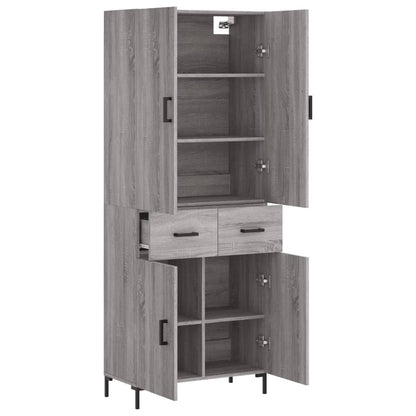 Skříň Highboard Šedá Sonoma 69,5 X 34 X 180 Cm Kompozitní Dřevo