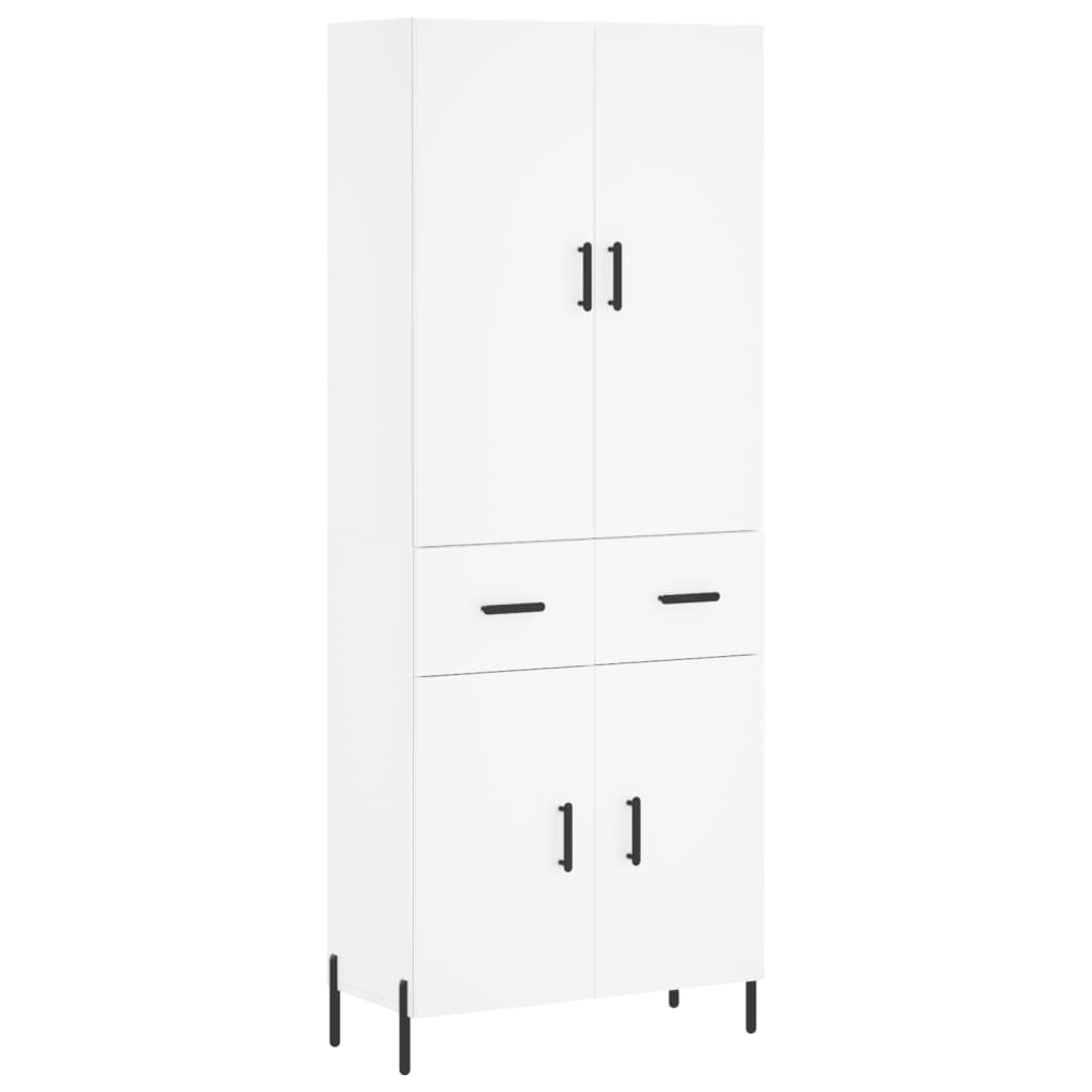 Skříň Highboard Bílá 69,5 X 34 X 180 Cm Kompozitní Dřevo