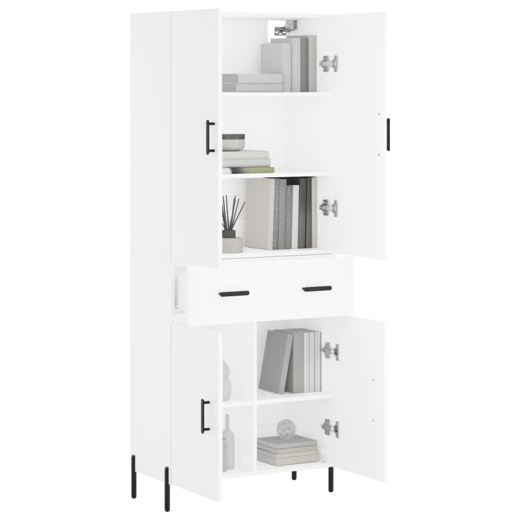 Skříň Highboard Bílá 69,5 X 34 X 180 Cm Kompozitní Dřevo