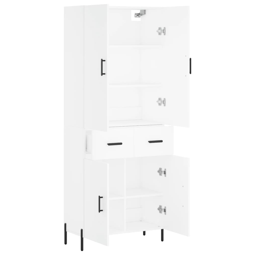 Skříň Highboard Bílá 69,5 X 34 X 180 Cm Kompozitní Dřevo
