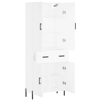 Skříň Highboard Bílá 69,5 X 34 X 180 Cm Kompozitní Dřevo