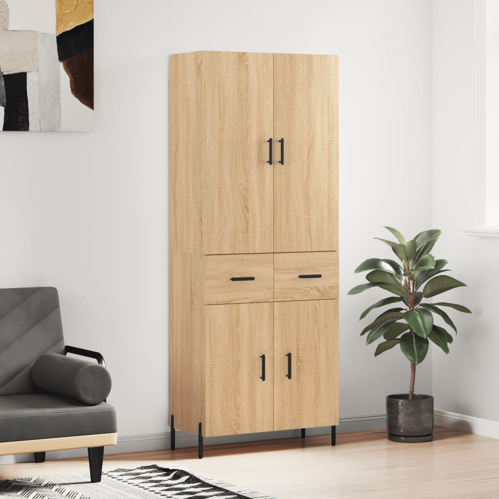 Skříň Highboard Dub Sonoma 69,5 X 34 X 180 Cm Kompozitní Dřevo
