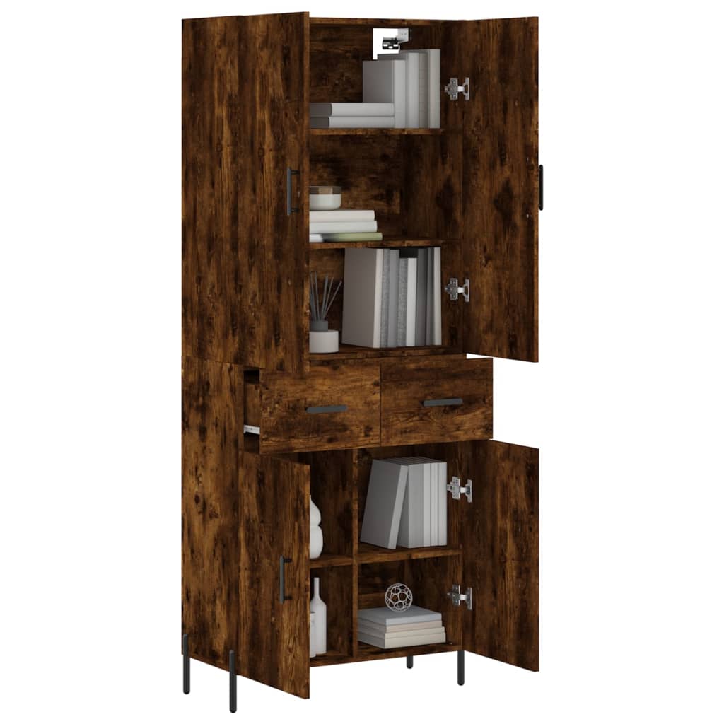 Skříň Highboard Kouřový Dub 69,5 X 34 X 180 Cm Kompozitní Dřevo