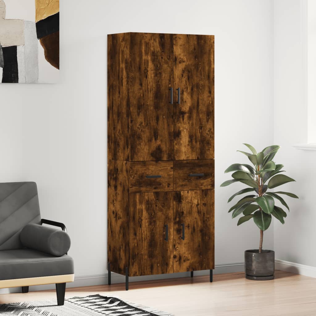 Skříň Highboard Kouřový Dub 69,5 X 34 X 180 Cm Kompozitní Dřevo