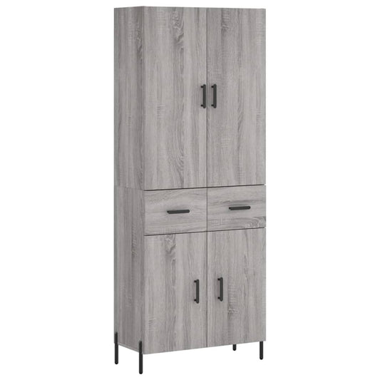 Skříň Highboard Šedá Sonoma 69,5 X 34 X 180 Cm Kompozitní Dřevo