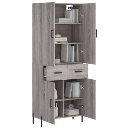 Skříň Highboard Šedá Sonoma 69,5 X 34 X 180 Cm Kompozitní Dřevo