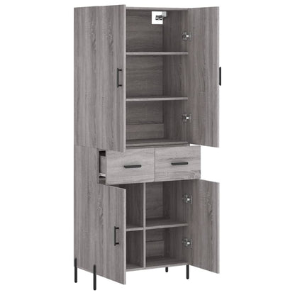 Skříň Highboard Šedá Sonoma 69,5 X 34 X 180 Cm Kompozitní Dřevo