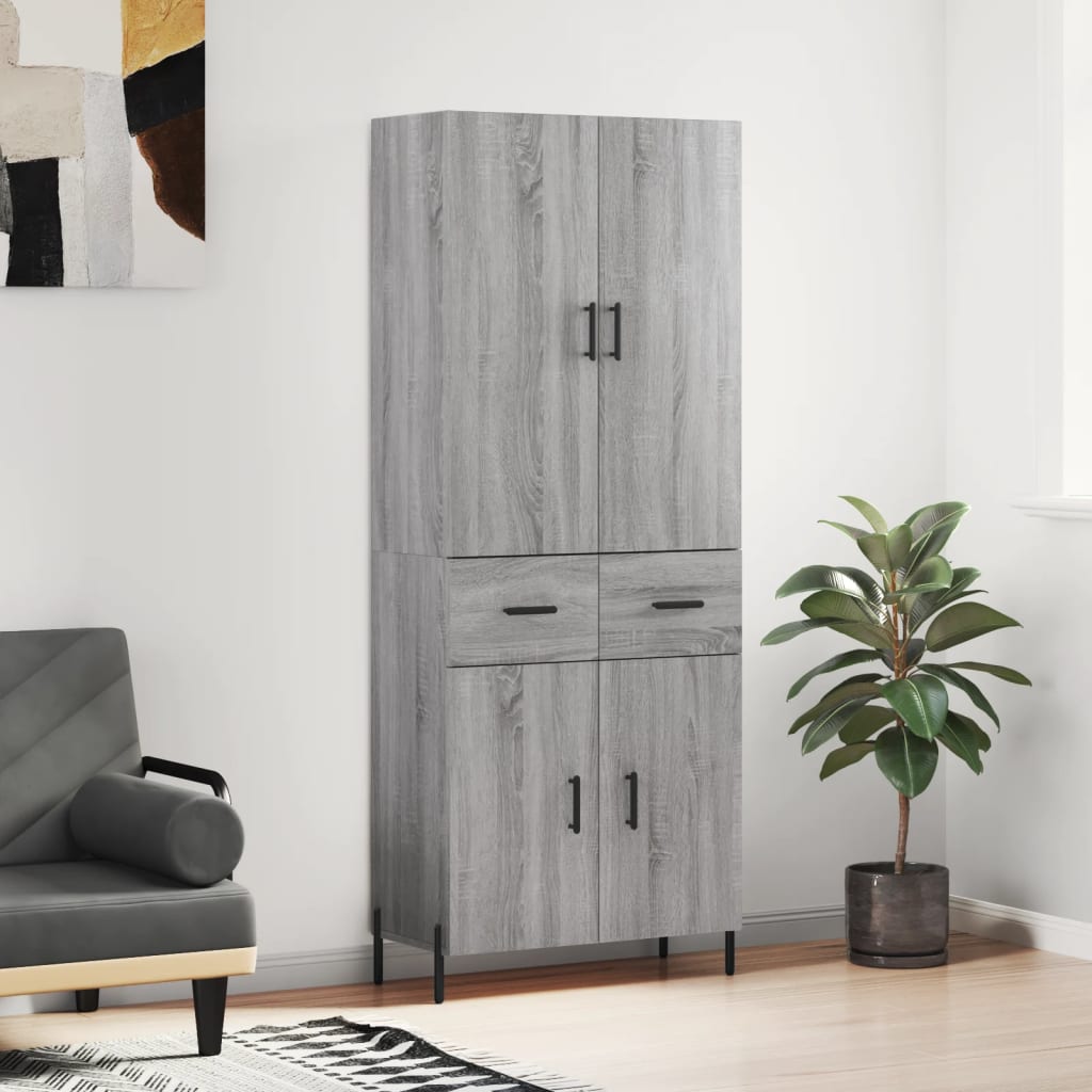 Skříň Highboard Šedá Sonoma 69,5 X 34 X 180 Cm Kompozitní Dřevo