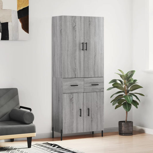 Skříň Highboard Šedá Sonoma 69,5 X 34 X 180 Cm Kompozitní Dřevo