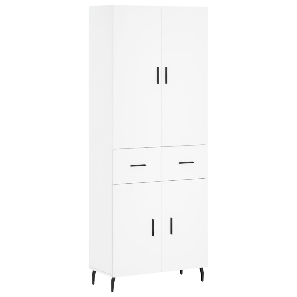 Skříň Highboard Bílá 69,5 X 34 X 180 Cm Kompozitní Dřevo