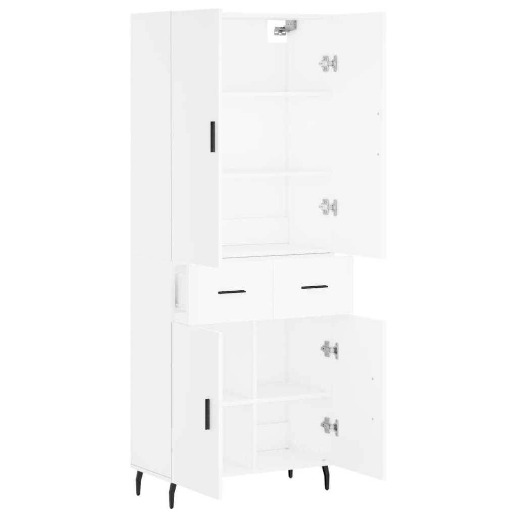 Skříň Highboard Bílá 69,5 X 34 X 180 Cm Kompozitní Dřevo