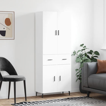 Skříň Highboard Bílá 69,5 X 34 X 180 Cm Kompozitní Dřevo