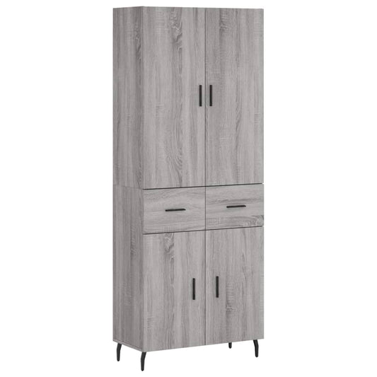 Skříň Highboard Šedá Sonoma 69,5 X 34 X 180 Cm Kompozitní Dřevo