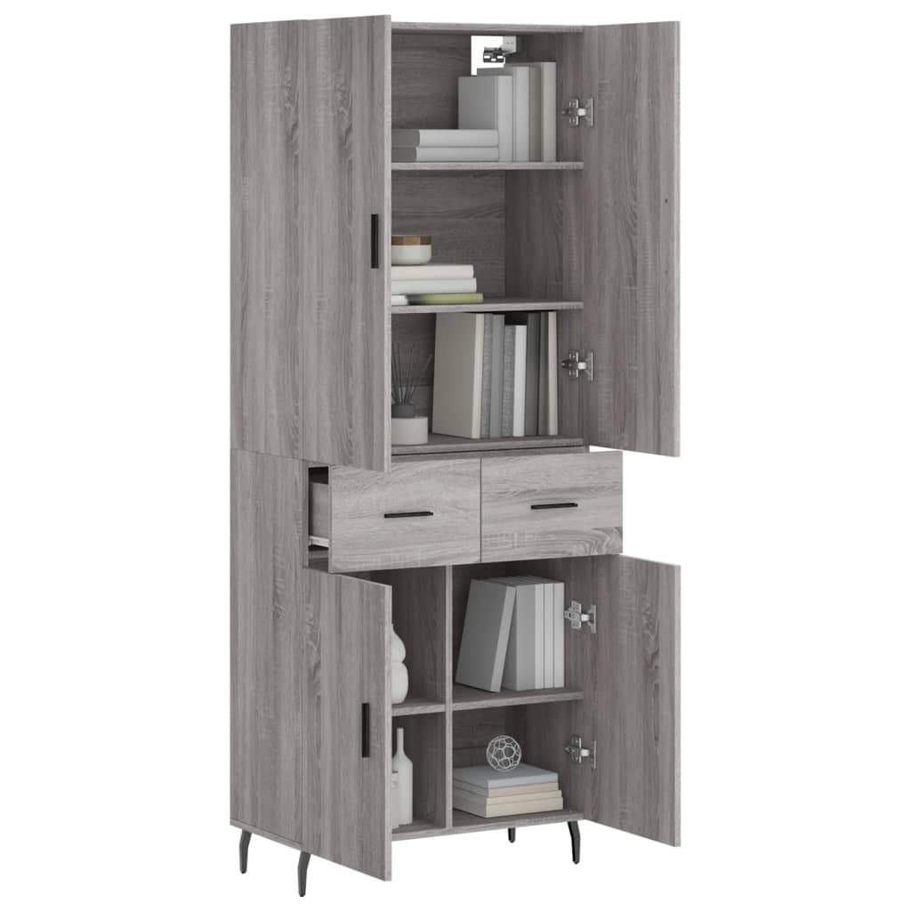 Skříň Highboard Šedá Sonoma 69,5 X 34 X 180 Cm Kompozitní Dřevo