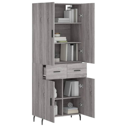 Skříň Highboard Šedá Sonoma 69,5 X 34 X 180 Cm Kompozitní Dřevo