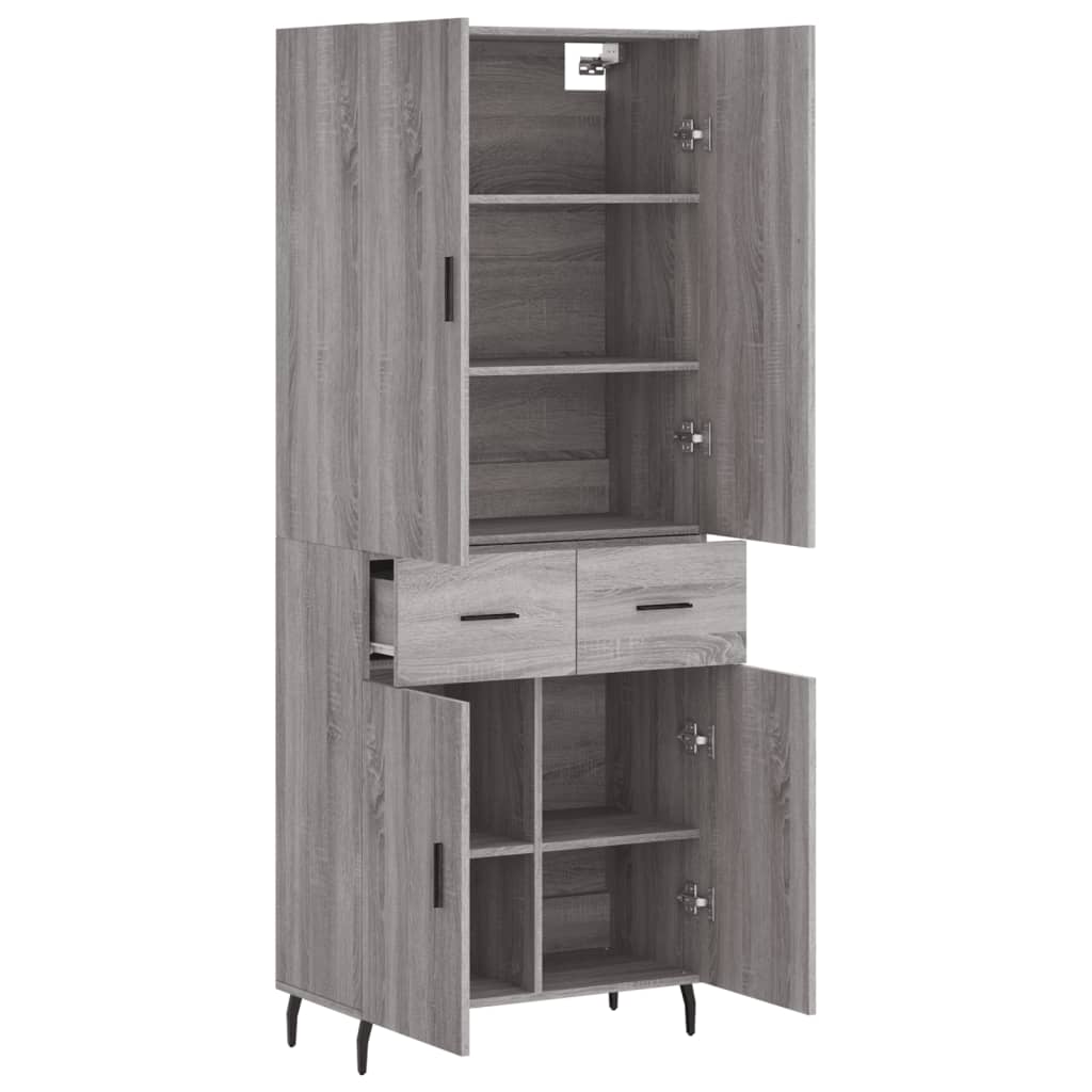 Skříň Highboard Šedá Sonoma 69,5 X 34 X 180 Cm Kompozitní Dřevo