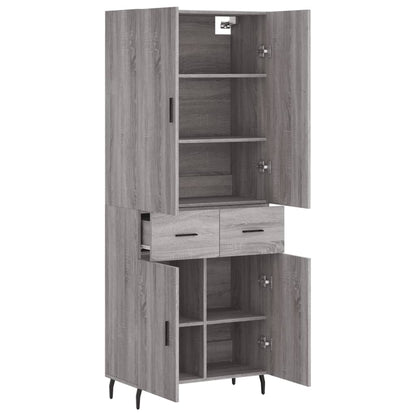 Skříň Highboard Šedá Sonoma 69,5 X 34 X 180 Cm Kompozitní Dřevo