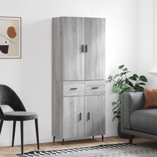 Skříň Highboard Šedá Sonoma 69,5 X 34 X 180 Cm Kompozitní Dřevo