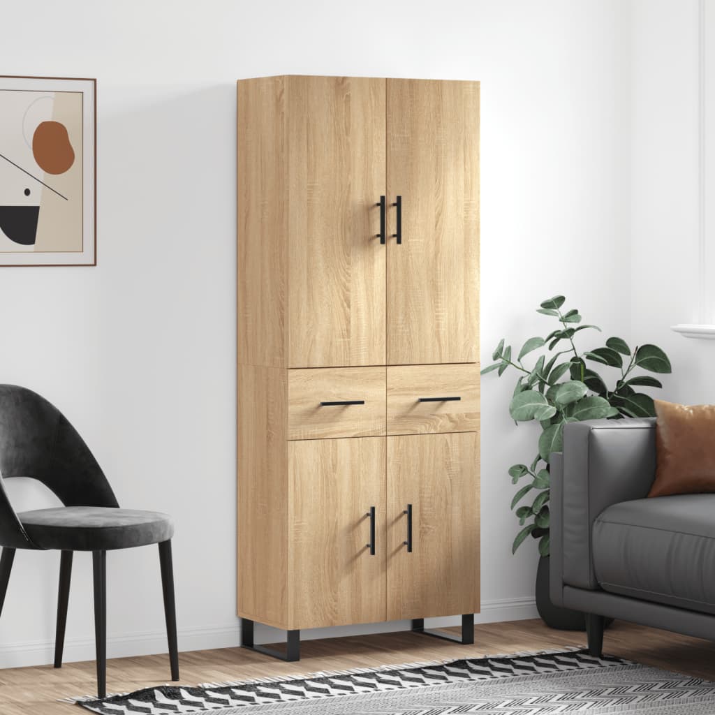 Skříň Highboard Betonově Šedá 69,5X34X180 Cm Kompozitní Dřevo