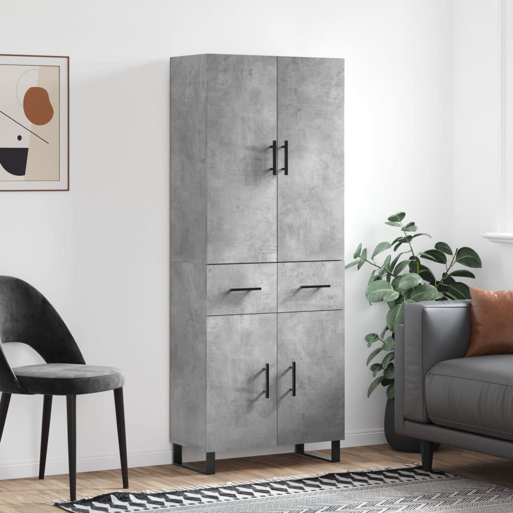 Skříň Highboard Betonově Šedá 69,5X34X180 Cm Kompozitní Dřevo