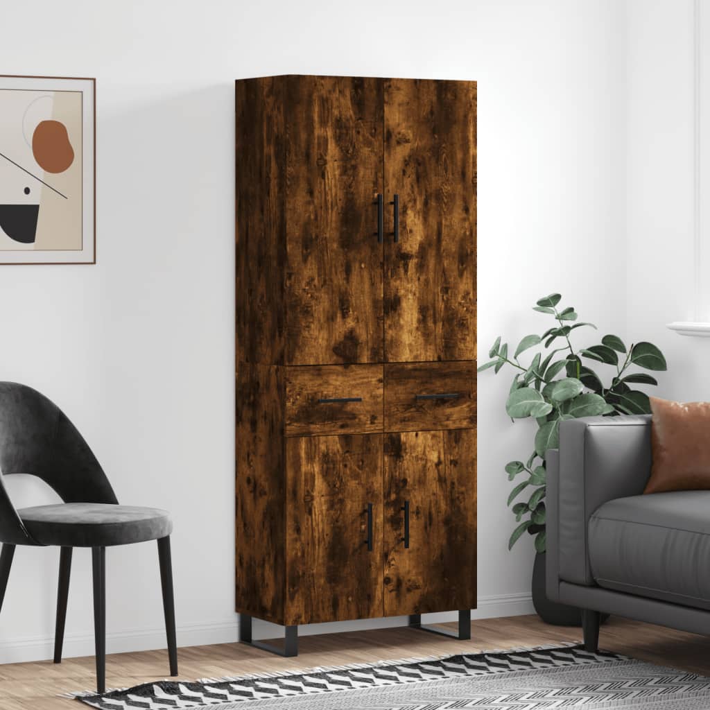 Skříň Highboard Betonově Šedá 69,5X34X180 Cm Kompozitní Dřevo