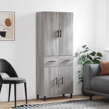 Skříň Highboard Betonově Šedá 69,5X34X180 Cm Kompozitní Dřevo